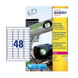 Etichette in poliestere avery l4778-20 fogli bianco 45,7x21,2mm