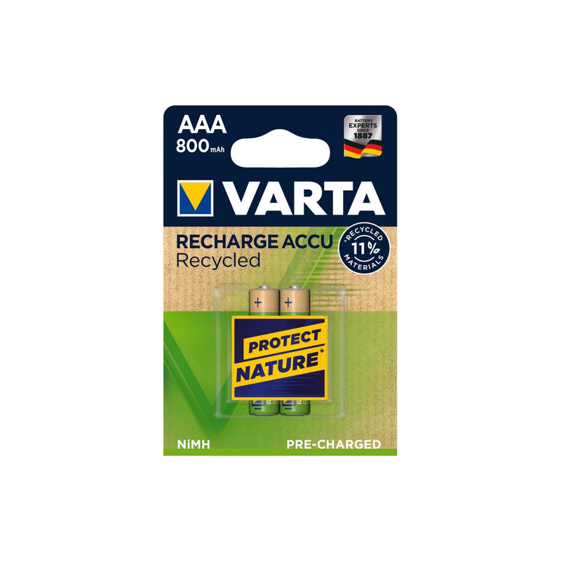 batteria ricaricabile varta accu recycled aaa ni-mh/800mah/1,2v