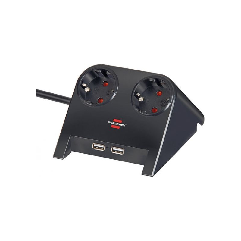 multipresa brennenstuhl desktop-power con 2 prese usb nero [1153500222]