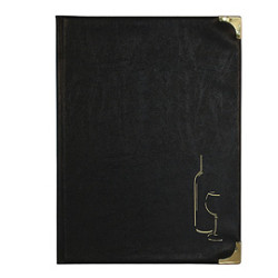 Carta dei vini a4-24x34cm nero in pvc basic con 4+2 buste fisse