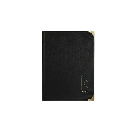 Carta dei vini a4-24x34cm nero in pvc basic con 4+2 buste fisse