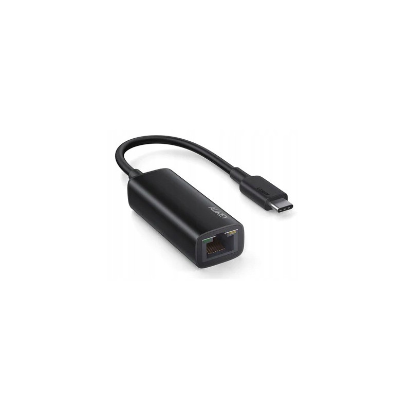 adattatore ethernet in alluminio da rete aukey cb.a30 usb.c nero
