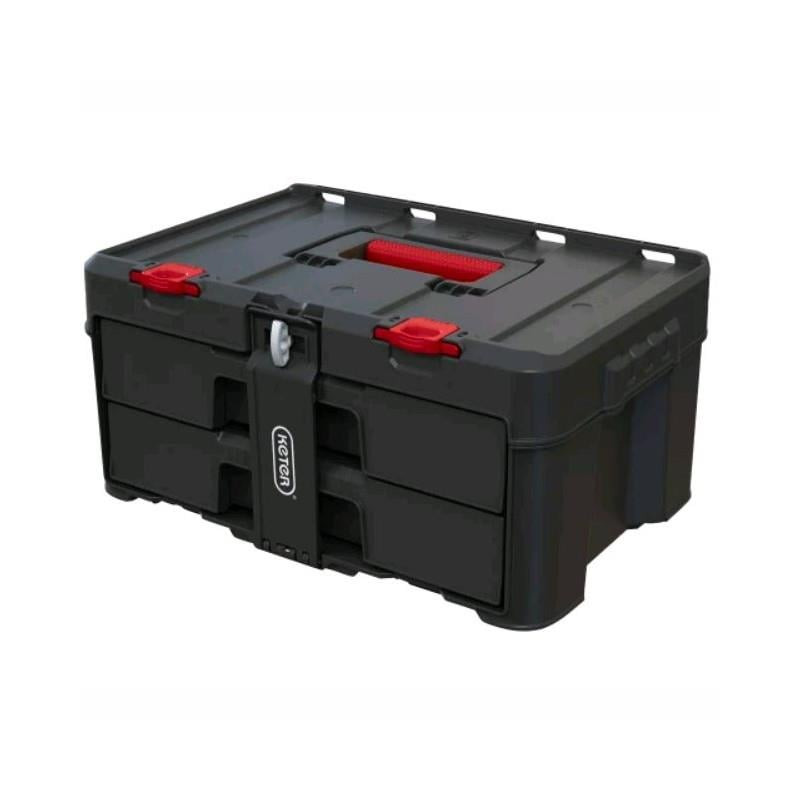 cassetta degli attrezzi keter stack n roll con 2 cassetti nero [253384]