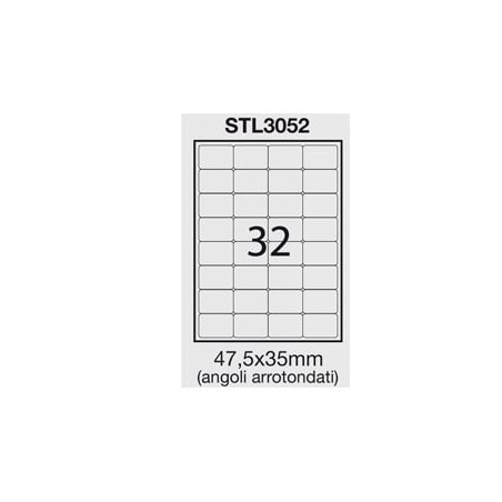 Etichette starline adesiva bianca 100 fogli a4 (32 etichette 47,5x35mm)