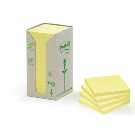 blocco adesivo post-it 100fg 654-1t giallo 76x76mm riciclato