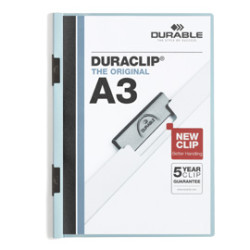 Cartellina con fermafogli durable a molla a3 duraclip blu 2218-06