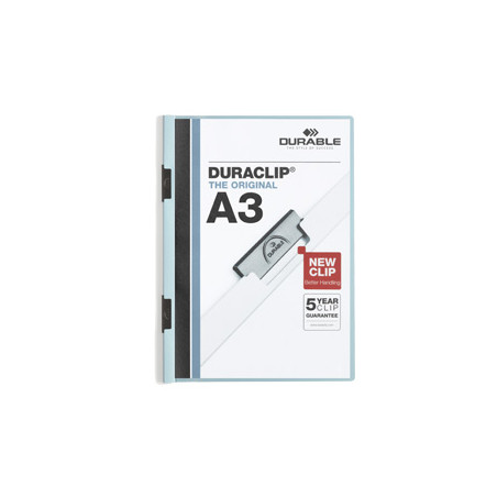 Cartellina con fermafogli durable a molla a3 duraclip blu 2218-06