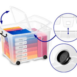 Box rotho multiuso con coperchio e ruote l58x p48x h41cm - 75lt