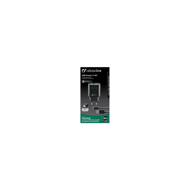 alimentatore da rete cellular line usb charger kit qc