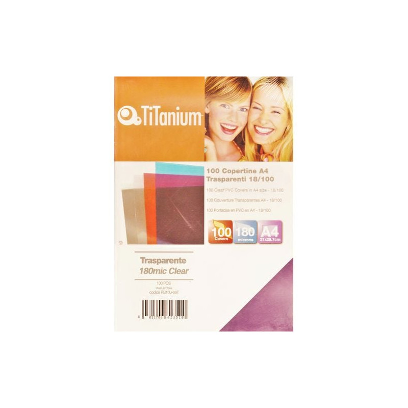 100 copertine a4 pvc trasparente 150my titanium [pb100-19t]