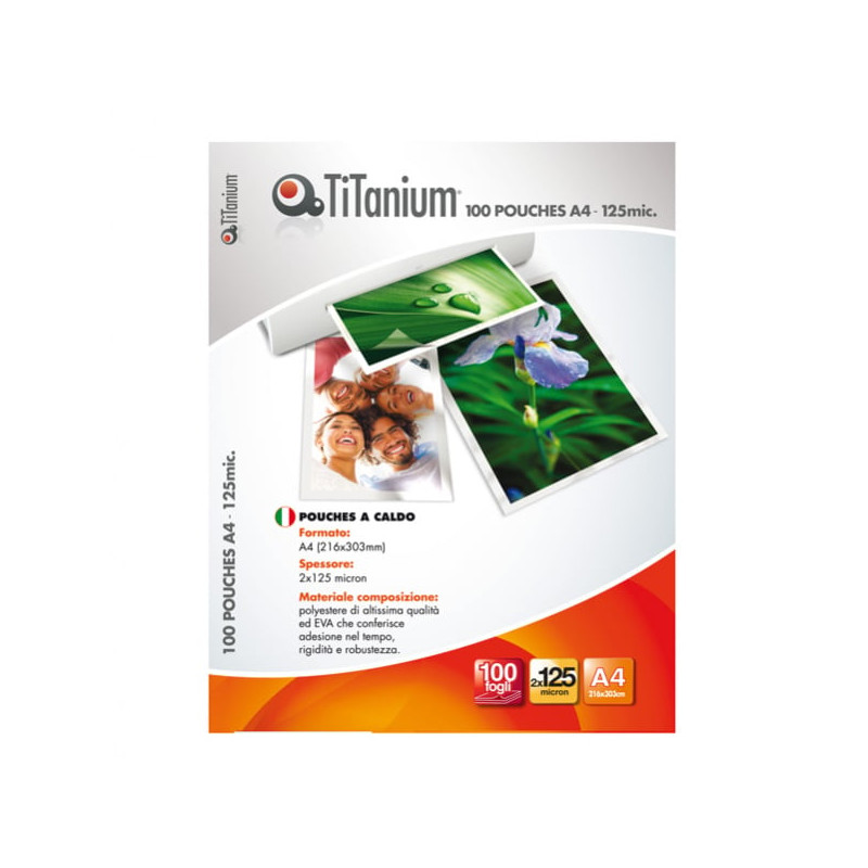 100 pouches 216x303mm (a4) 125my titanium [pp525-02t]