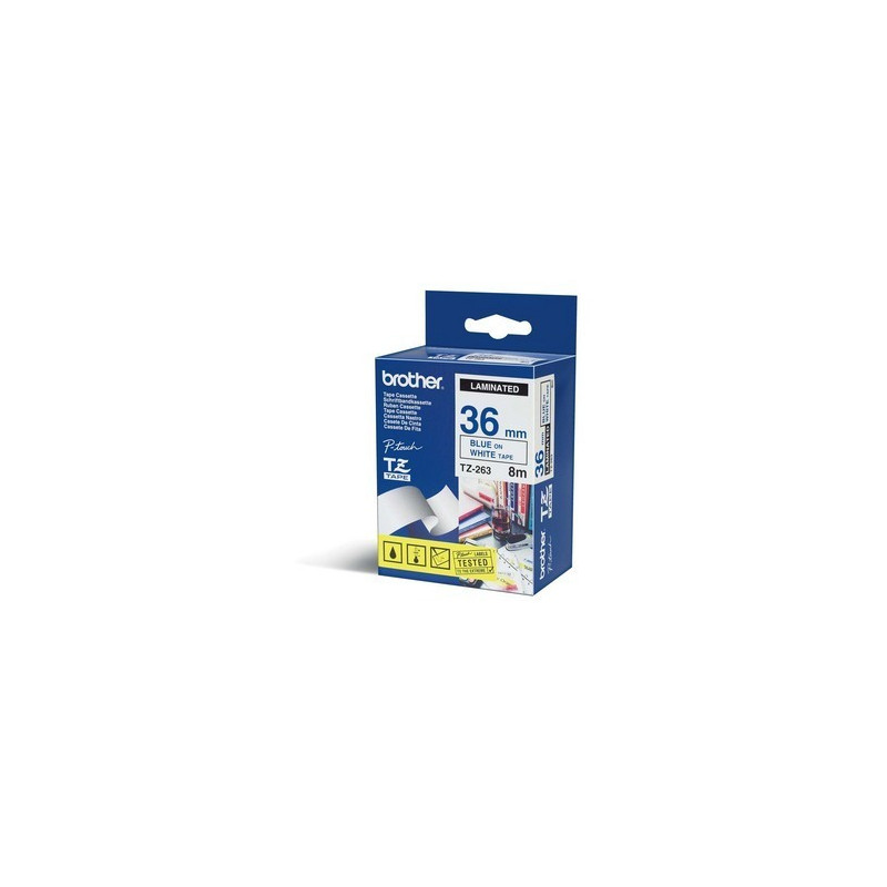 Nastro laminato brother tze-263 36mmx8mt blu/bianco [tze263]