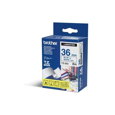 Nastro laminato brother tze-263 36mmx8mt blu/bianco [tze263]