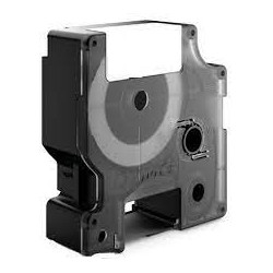 Nastro poliestere permanente 9mm x 5.5mt nero su bianco 18482 rhino