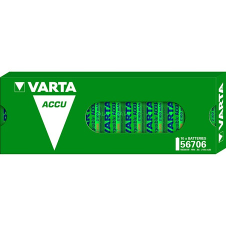pila varta akku hr06 ricaricabile 2100mah aa 10pz verde [56706101111]