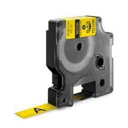 Nastro vinile 9mm x 5.5mt vinile nero su giallo 18433 rhino pz: 5