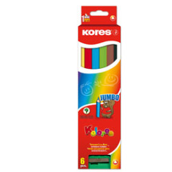 Astuccio 6 pastelli jumbo colorati kolores triangolari c/temperamatite