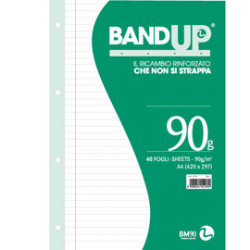 Ricambi forati rinforzati bandup a4 90gr 40fg 1rigo c/margine bm