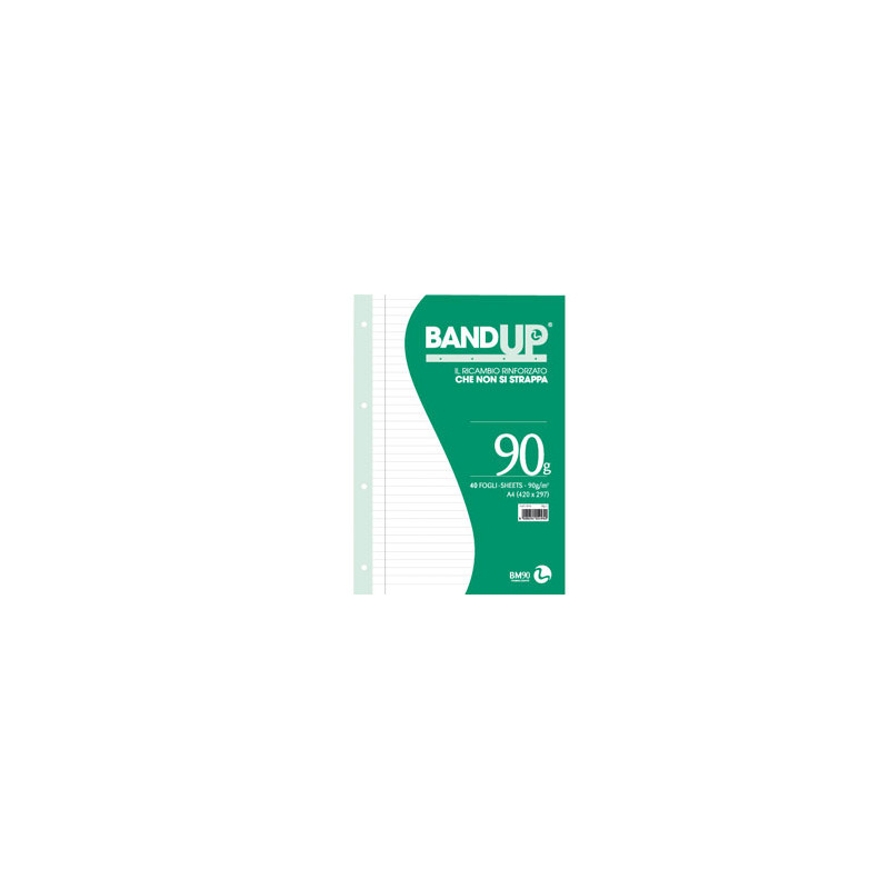 Ricambi forati rinforzati bandup a4 90gr 40fg 1rigo c/margine bm
