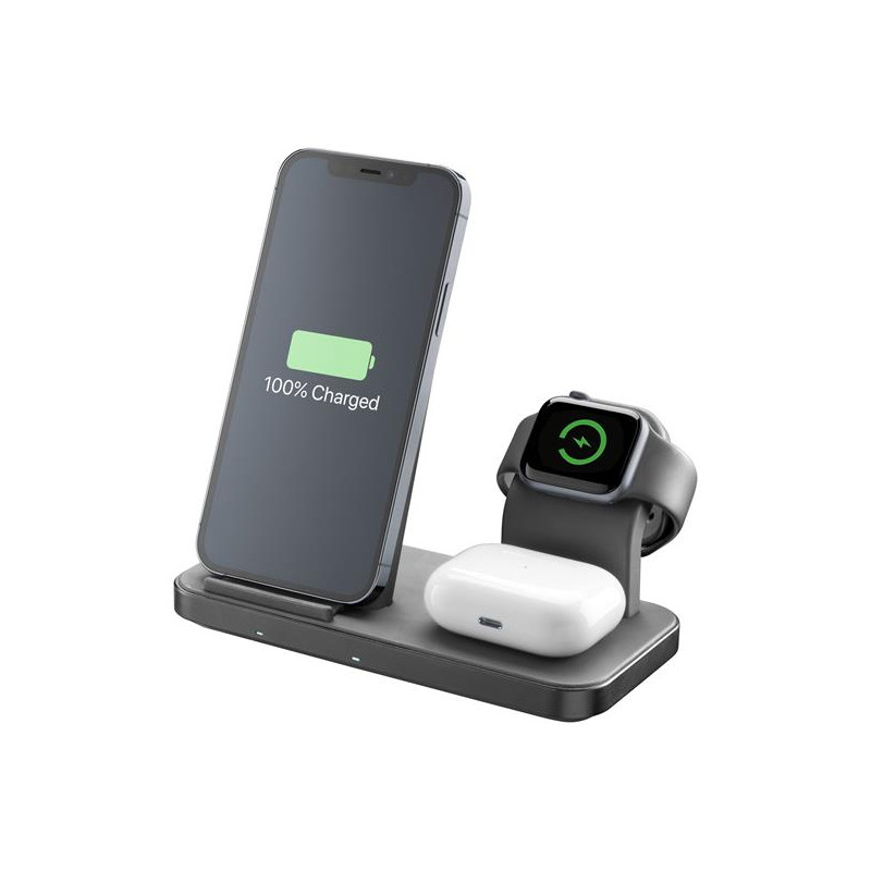 caricabatterie cellularline trio wireless 20w