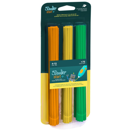cartuccia 3d 3doodler start 2.5mm/75pz/arancione/giallo/verde [3ds-eco-mix2-75]