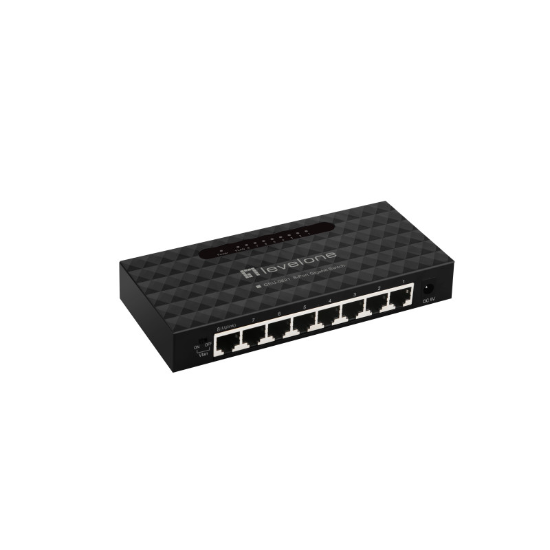 switch level one geu-0821 metall rj45x8/1gbps/nero [lev]