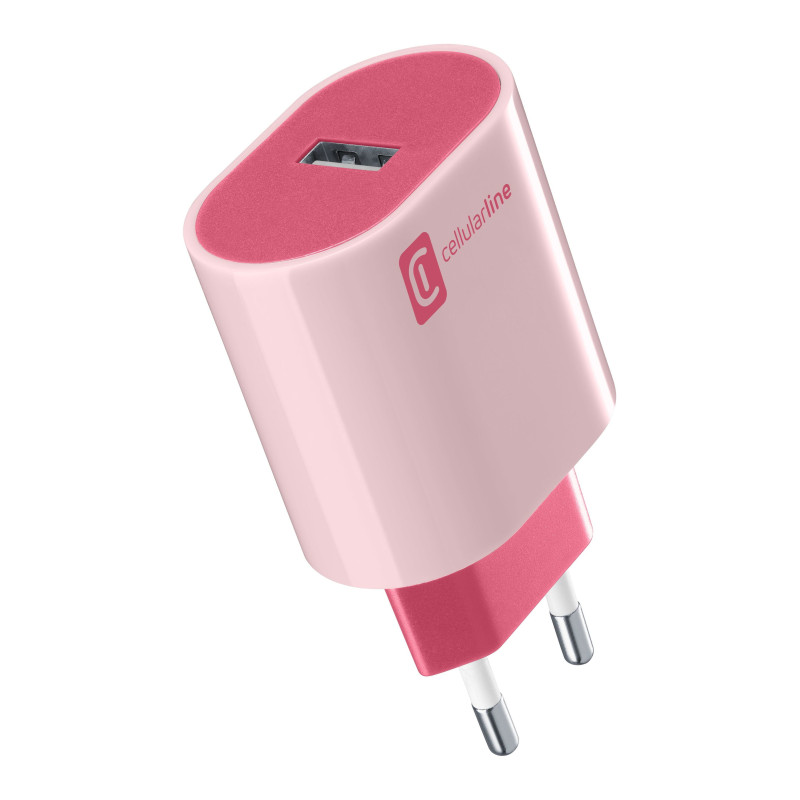 alimentatore da rete cellularline stylecolore usb-c 12w/bianco/rosa