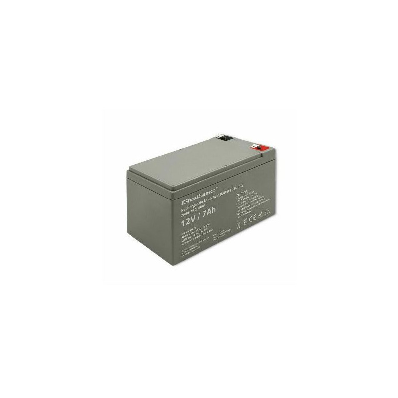 batteria qoltec agm 12v/7ah/105a grigio [53076]