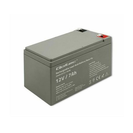 batteria qoltec agm 12v/7ah/105a grigio [53076]
