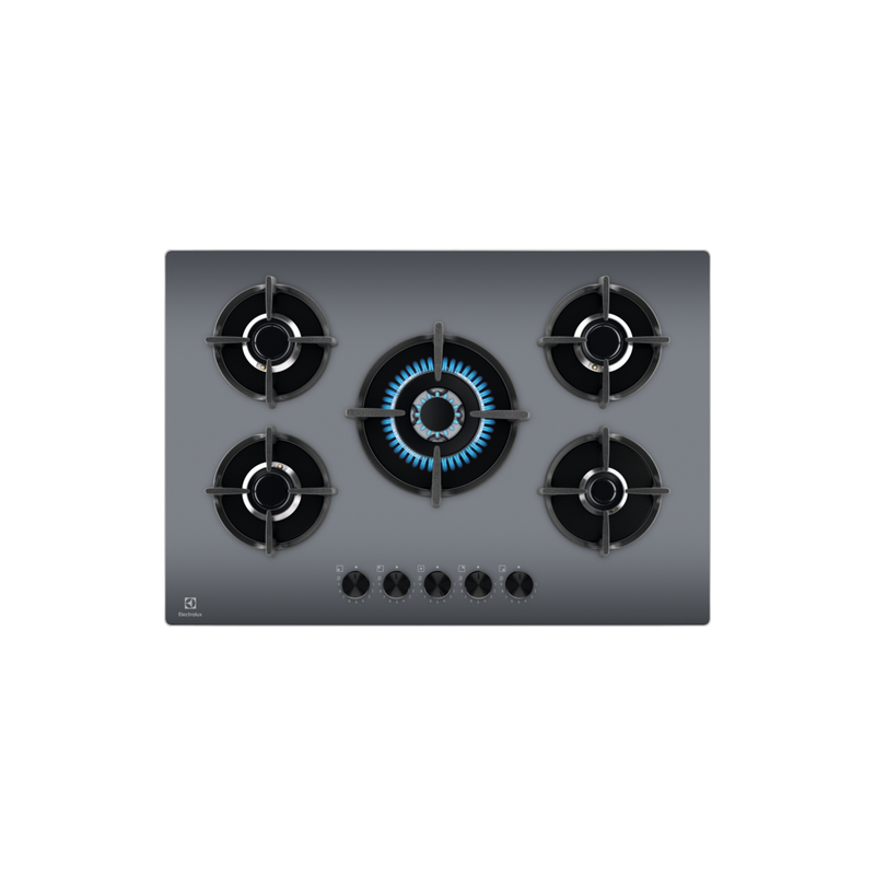 piano cottura a gas electrolux egg75372m serie 600 5 fuochi grigio