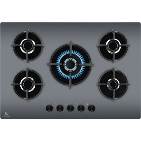 piano cottura a gas electrolux egg75372m serie 600 5 fuochi grigio