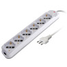 multipresa techly a 6 posti italiana bipasso/schuko spina 10a bianco/grigio
