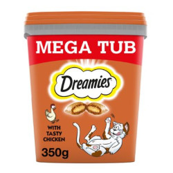 mangime dreamies mega tub con pollo per gatti 350g