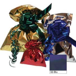 50 buste regalo in ppl metal lucido 16x25cm blu senza patella adesiva