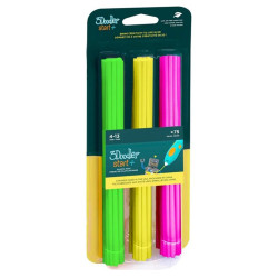 filamento 3doodler start eco in plastica verde/rosa,/giallo 75pz