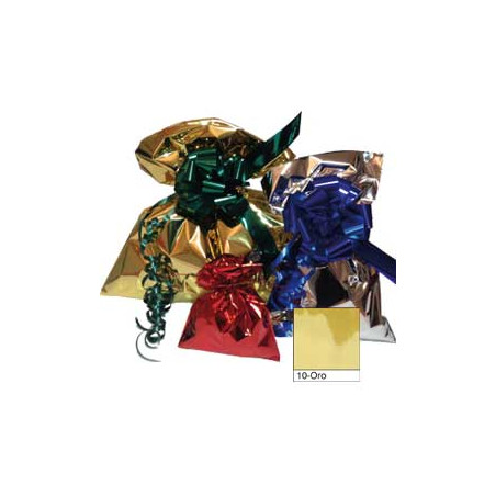 50 buste regalo in ppl metal lucido 16x25cm oro senza patella adesiva