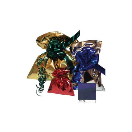 50 buste regalo in ppl metal lucido 20x35cm blu senza patella adesiva