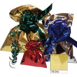 50 buste regalo in ppl metal lucido 25x40cm oro senza patella adesiva