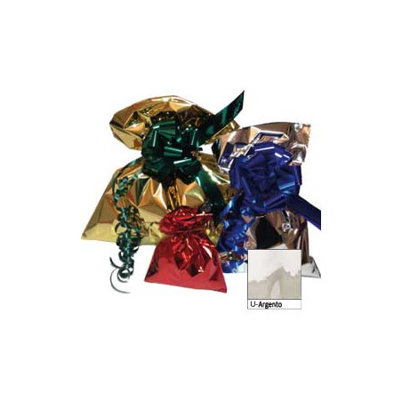 50 buste regalo in ppl metal lucido 35x50cm argento senza patella