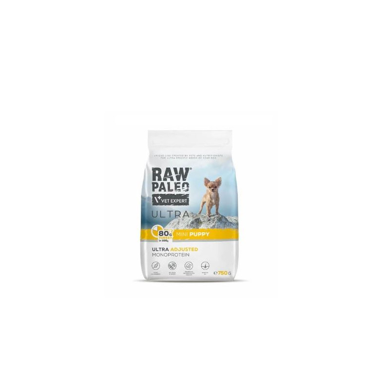 cibo secco raw paleo ultra mini con tacchino per cuccioli di piccola