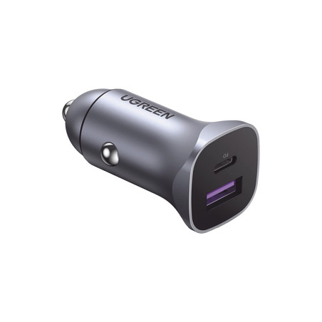alimentatore da auto ugreen usb-a + usb-c 30w alluminio [40858]