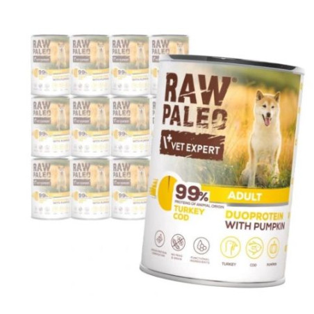 cibo umido vetexpert tacchino raw paleo con merluzzo e zucca per