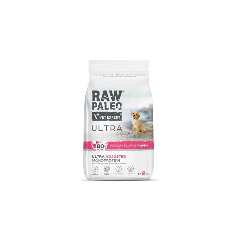 cibo secco vetexpert raw paleo ultra maiale per cani cucciolo 2kg