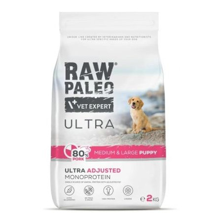 cibo secco vetexpert raw paleo ultra maiale per cani cucciolo 2kg