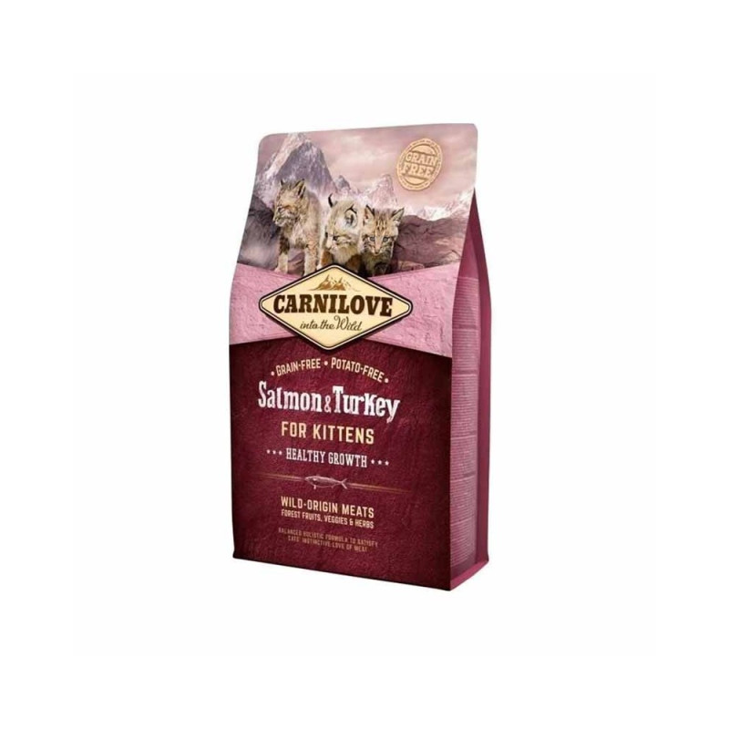 cibo secco carnilove carni salmone e tacchino per gattini 6kg marrone