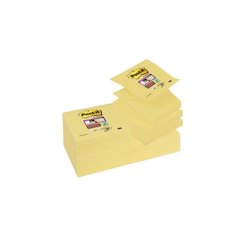 Blocco adesivo post-it 90fg super sticky z-notes canary 76x76mm