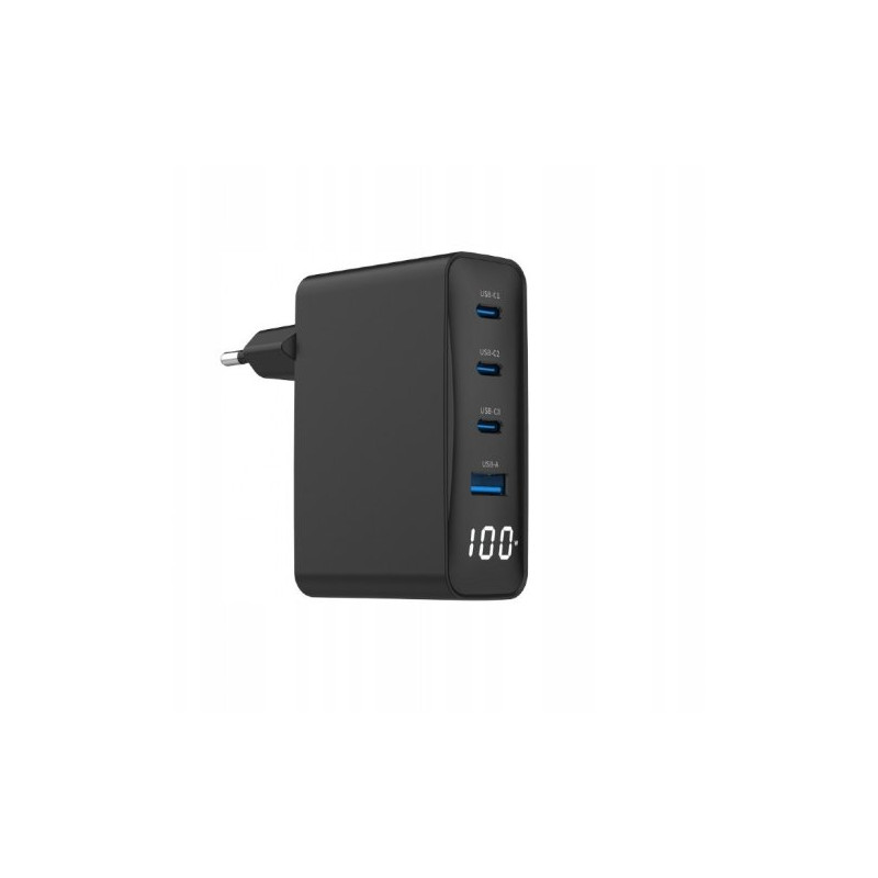 alimentatore da rete gembird gan 1xusb-a/3xusb-c 100w nero