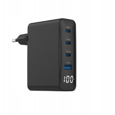 alimentatore da rete gembird gan 1xusb-a/3xusb-c 100w nero