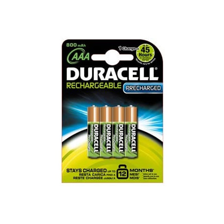 Pila ricaricabile duracell 4 pz. aaa ministilo 800mah precharged