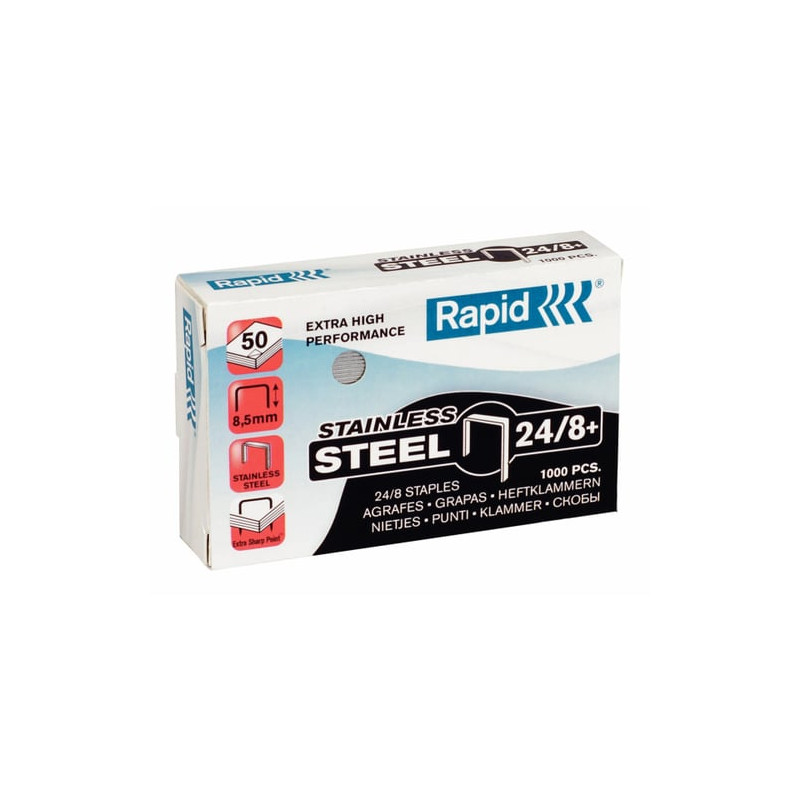 Punti cucitrice rapid 5000 punti 24/8+ zincati [24860100]